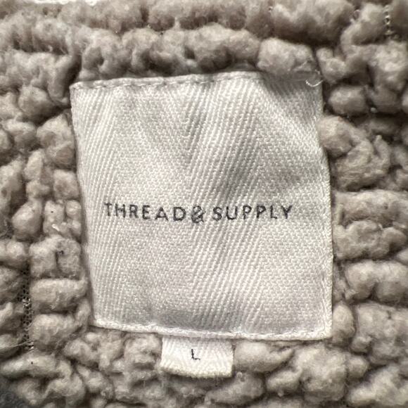 Thread & Supply Women’s Wubby 1/4 Zip‎ Fleece Sherpa Pullover Jacket Size L Gray - Picture 2 of 5